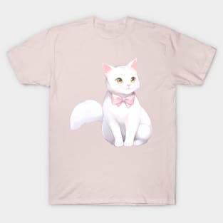 White Kitty with a Pink Bow T-Shirt